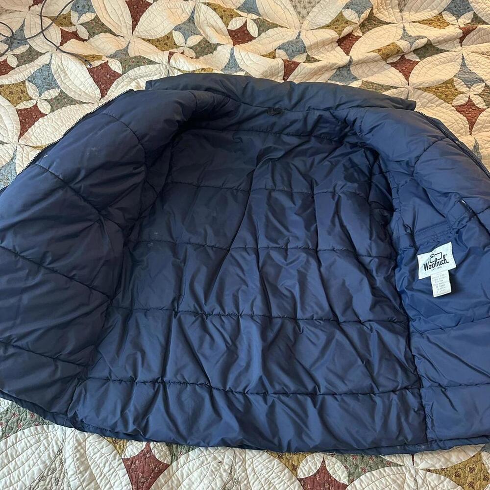 1970s vintage navy blue Woolrich puffer chore coat size L - Picture 4 of 6